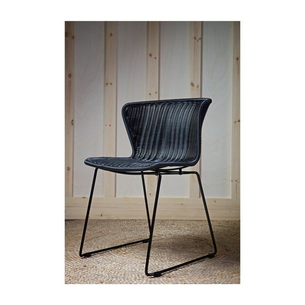 Sedie da esterno in set nere in rattan artificiale 2 pz Wings – WOOOD-image-4