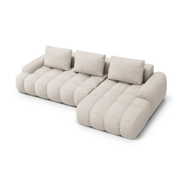 Divano angolare beige allungabile/con contenitore (con penisola a destra/con chaise lounge) Linz – Cosmopolitan Design-image-2