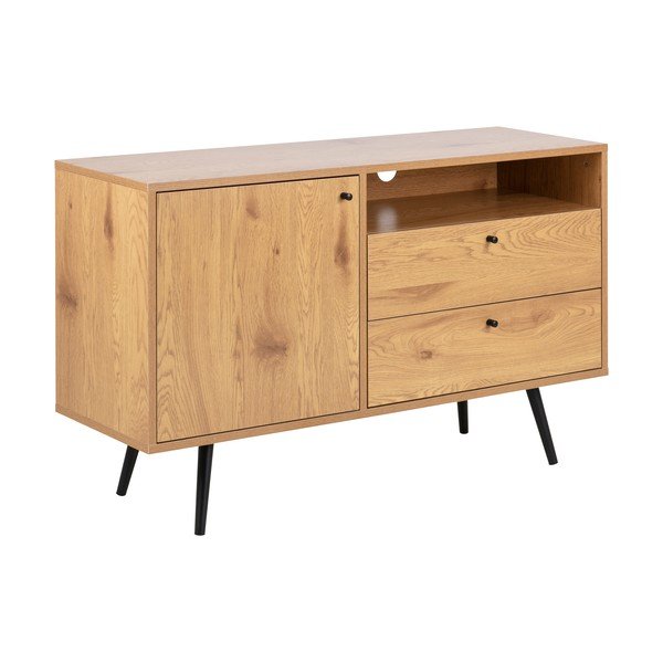 Mobile TV nero-color legno naturale effetto rovere 124x75 cm Wilma - Actona-image-2