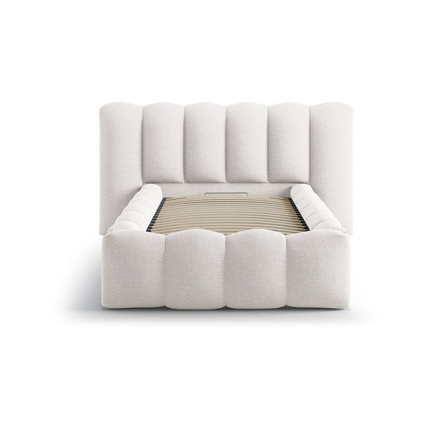 Letto singolo imbottito color crema con contenitore con rete inclusa 90x200 cm Lupine – Micadoni -image-3