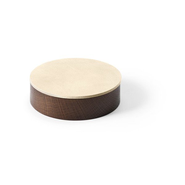 Scatola decorativa con coperchio marrone/color crema in legno ed eco pelle ø 11x3,5 cm Circle Nupo – LIND DNA