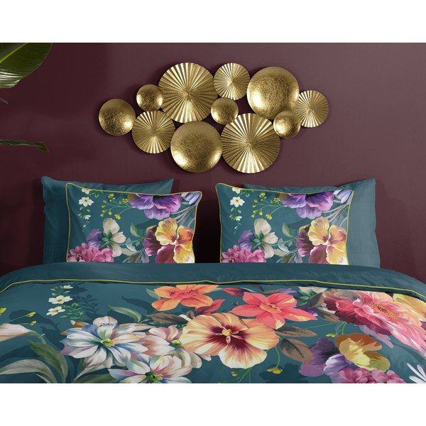 Set copripiumino e federa color petrolio in raso di cotone per letto matrimoniale ed esteso 240x220 cm Novara – Descanso-image-2