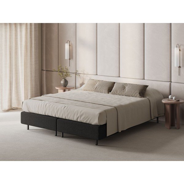 Letto matrimoniale imbottito nero senza testiera 180x200 cm Whale – Micadoni -image-1