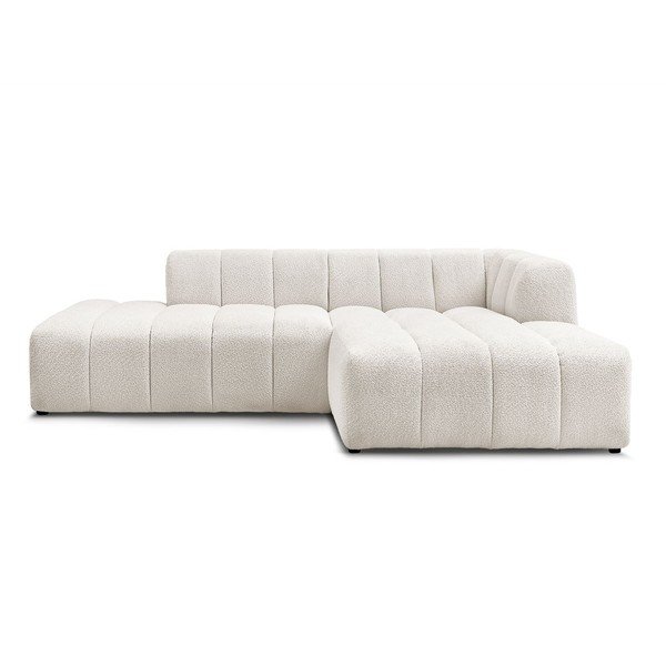 Divano angolare bianco (penisola a destra/chaise lounge) con rivestimento in bouclé Annecy – Bobochic Paris