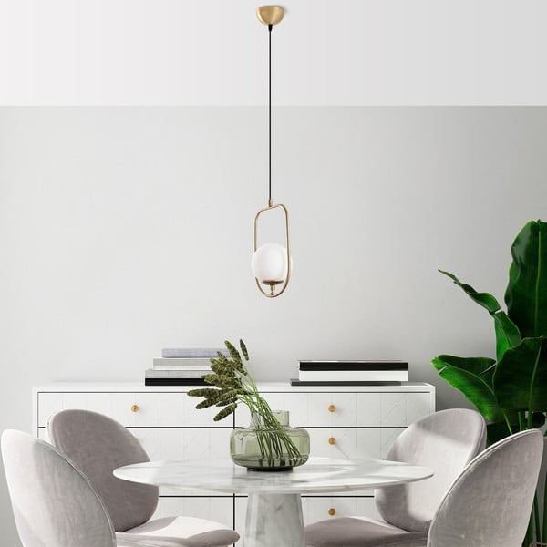 Lampadario dorato con paralume in vetro Skew – Opviq lights-image-2