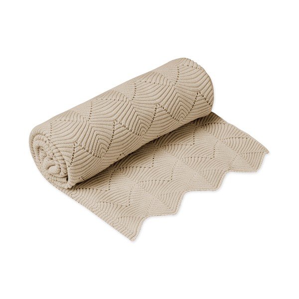 Coperta per bambini beige in cotone organico lavorata a maglia 80x100 cm Almond – Cam Cam Copenhagen