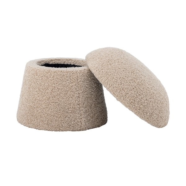 Sgabello beige in tessuto bouclé Bocca - Bloomingville-image-3