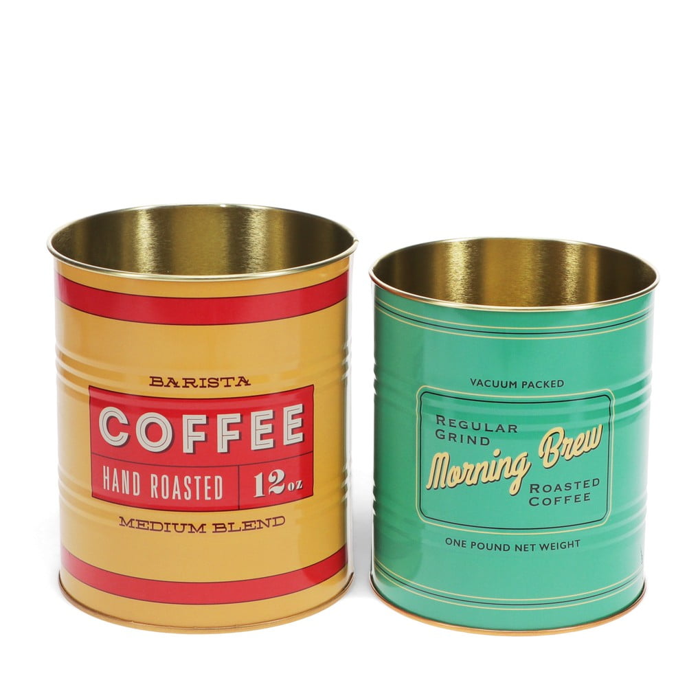 Scatole in set decorative in stagno 2 pz ø 11x13 cm Vintage Coffee – Rex London | Scatole