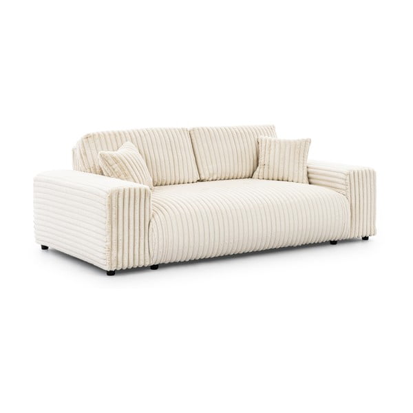 Divano color crema con rivestimento in velluto a coste 213 cm Justin – Ropez