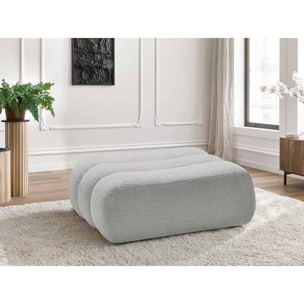 Poggiapiedi grigio chiaro con rivestimento in bouclé Azra – Bobochic Paris-image-1