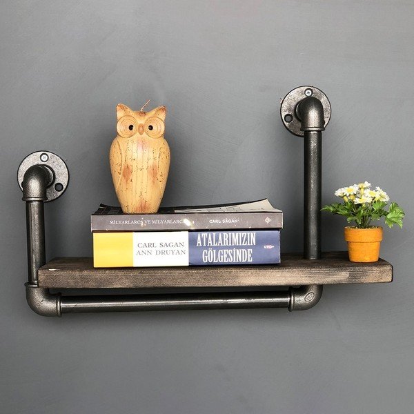 Mensola da parete in legno con tubo metallico Boruraf Angela - Unknown-image-1