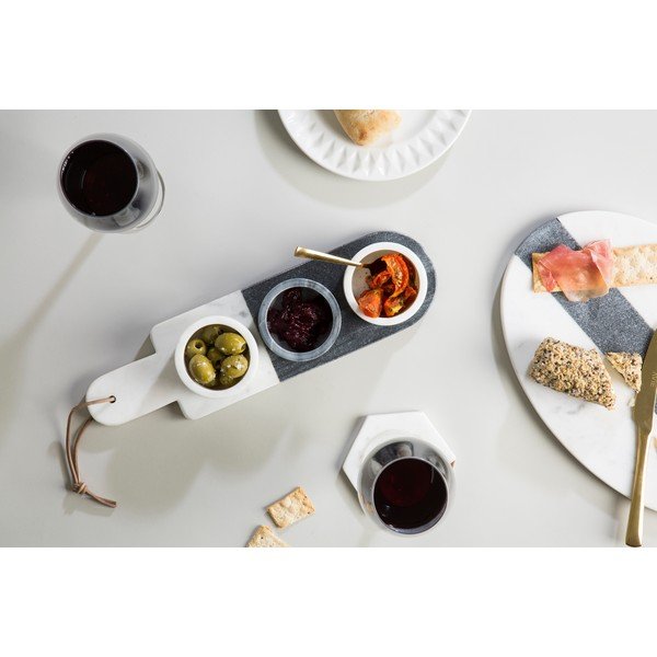 Set di 3 ciotole da portata in marmo bianco e grigio Marmo - Premier Housewares-image-1