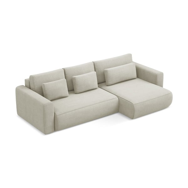 Divano angolare beige allungabile/con contenitore (con penisola a destra/con chaise lounge) Kapua – Makamii-image-2