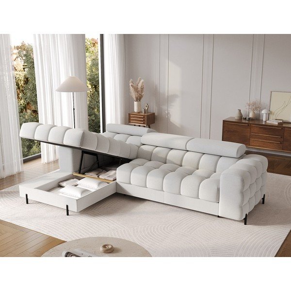 Divano angolare grigio (con penisola a sinistra/con chaise lounge) con rivestimento in bouclé Felro – ELTAP-image-4