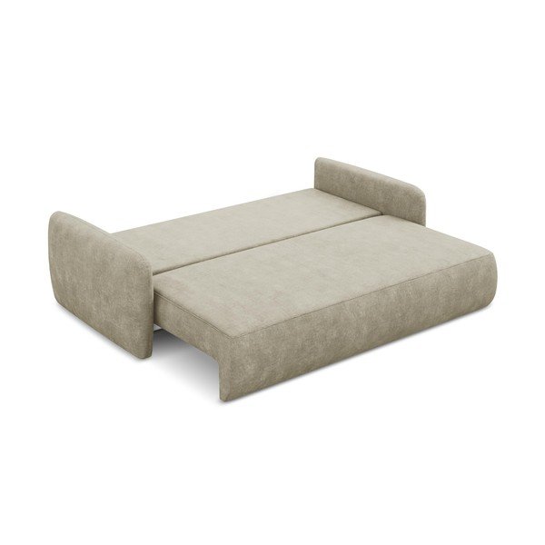 Divano beige allungabile/con contenitore con rivestimento in ciniglia 218 cm Lilo – Makamii-image-4