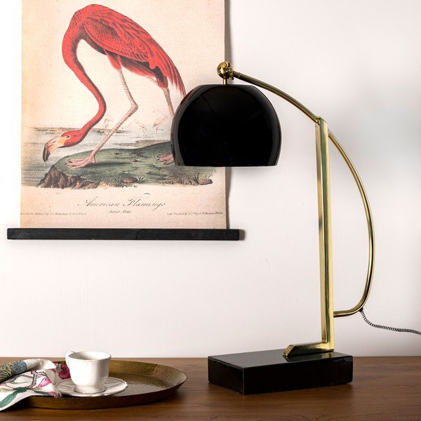 Lampada da tavolo nera lucida con paralume in metallo (altezza 56 cm) Antique - HF Living-image-1