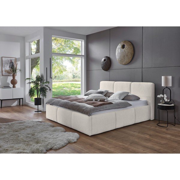 Letto matrimoniale imbottito avorio rete non inclusa 180x200 cm Merida – Meise Möbel-image-1