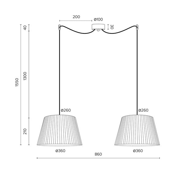 Apparecchio a sospensione a due bracci di colore beige KAMI Elementary M 2S Kami - Sotto Luce-image-4