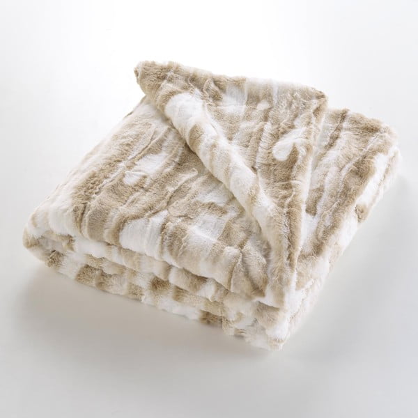 Coperta beige in pelliccia finta 180x220 cm Cheyenne – douceur d'intérieur
