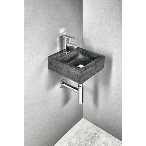 Lavabo nero in pietra 30x30 cm Blok – Sapho-image-1