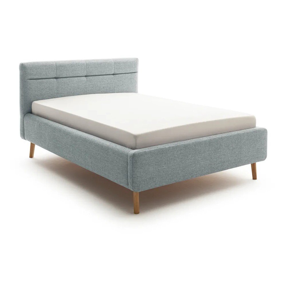 Letto matrimoniale imbottito blu polveroso con contenitore con rete inclusa 140x200 cm Lotte – Meise Möbel | Letti matrimoniali