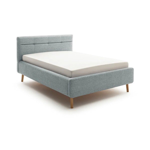 Letto matrimoniale imbottito blu polveroso con contenitore con rete inclusa 140x200 cm Lotte – Meise Möbel