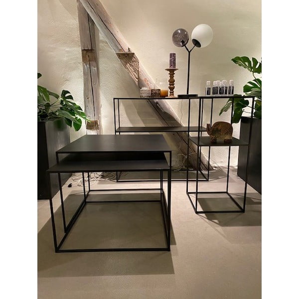 Set di 2 tavolini in metallo nero 65x65 cm Pebble - Unique Furniture-image-1