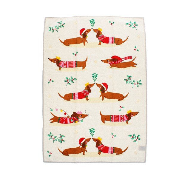 Strofinaccio in cotone 70x50 cm Festive Sausage Dog – Rex London
