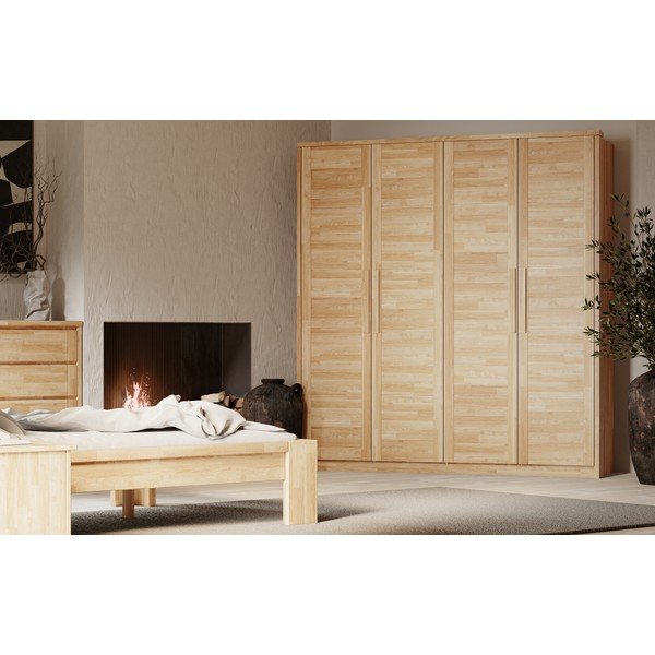 Armadio di colore naturale in rovere massiccio 105x220 cm Timo – Olivia Living-image-2