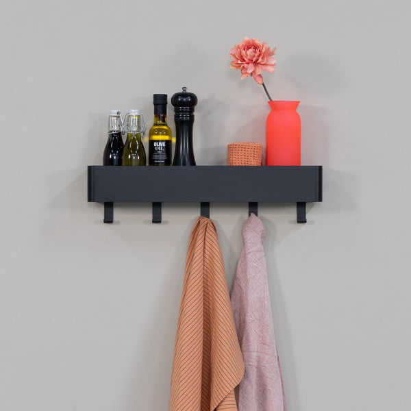 Mensola da bagno da parete nera in acciaio Multi – Spinder Design-image-1