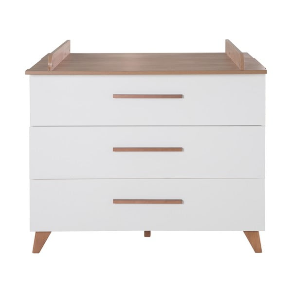 Cassettiera bassa per bambini in rovere con fasciatoio in bianco e naturale 110x98 cm - Roba-image-2