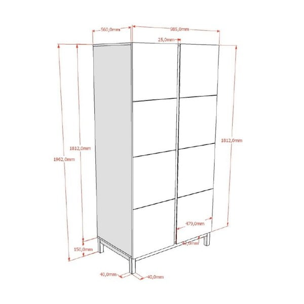 Armadio per bambini bianco 99x196x58 cm Eva – Vipack-image-2