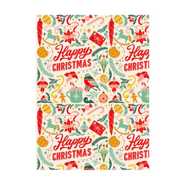 5 fogli di carta da regalo, 50 x 70 cm Happy Christmas - eleanor stuart