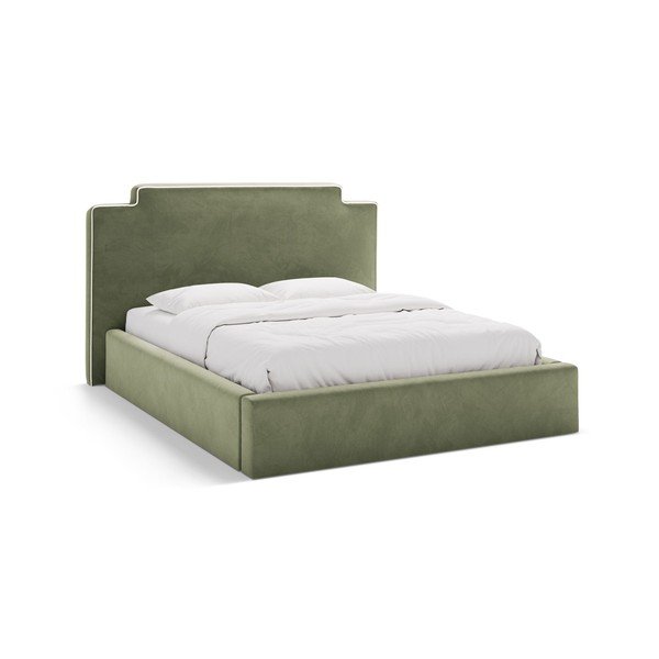 Letto matrimoniale imbottito verde con contenitore con rete inclusa 160x200 cm Princess – Micadoni 