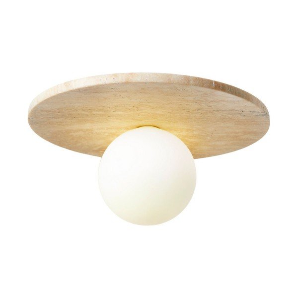 Plafoniera beige in pietra con paralume in vetro ø 12 cm Hilde – Opviq lights