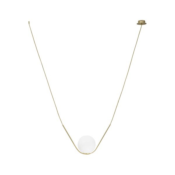 Lampadario bianco/color ottone in metallo con paralume in vetro Vitton – Nova Luce