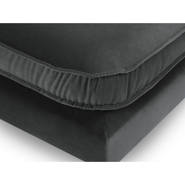 Poggiapiedi in velluto grigio scuro con gambe nere Lento - Kooko Home-image-3