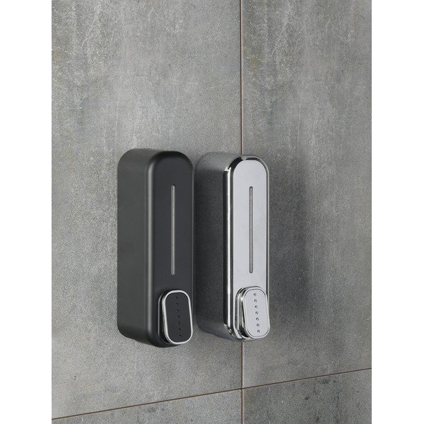 Dispenser per sapone in plastica da parete in argento lucido 350 ml Aqualine Mullet – Sapho-image-1