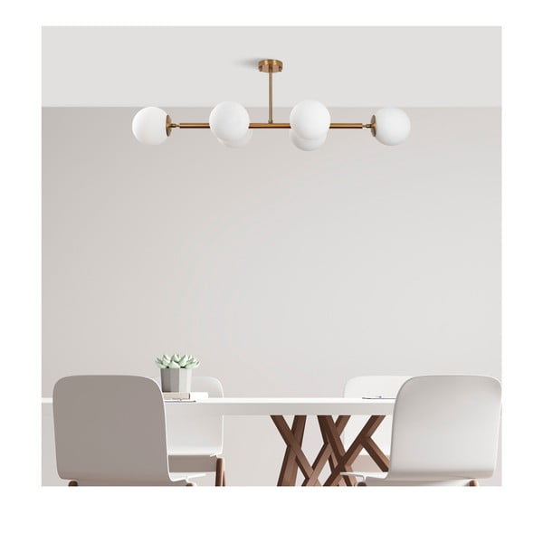 Plafoniera bianca/dorata con paralume in vetro 40x110 cm Fazli – Opviq lights-image-2