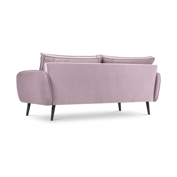 Divano in velluto rosa chiaro con gambe nere , 198 cm Lento - Kooko Home-image-3
