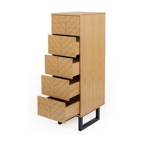 Cassettiera in rovere decorato, 40 x 123 cm Camden Herringbone - Woodman-image-3