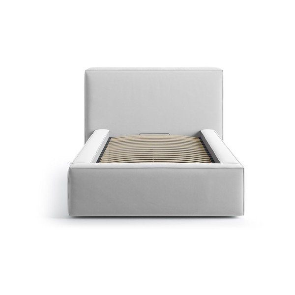 Letto singolo imbottito argentato con contenitore con rete inclusa 90x200 cm Jodie – Micadoni -image-3