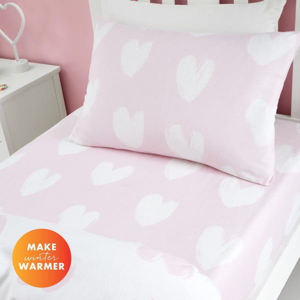 Lenzuolo singolo per bambini in flanella 90x190 cm Hearts - Catherine Lansfield-image-3
