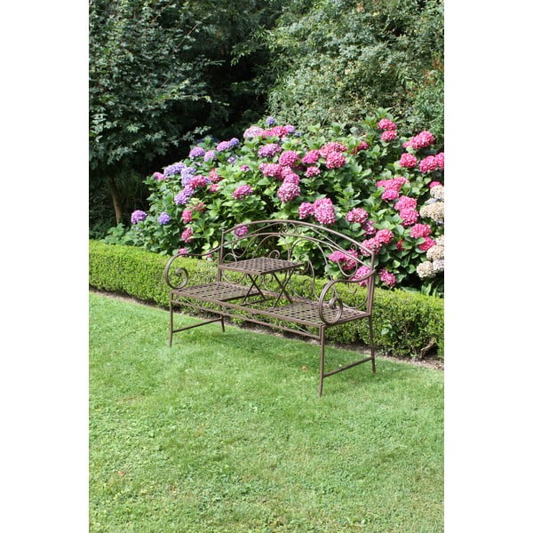 Panca da giardino marrone in metallo Saket – Garden Pleasure-image-4