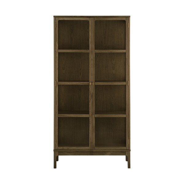 Vetrina marrone scuro con effetto rovere 90x180x40 cm Zamora – House Nordic-image-2