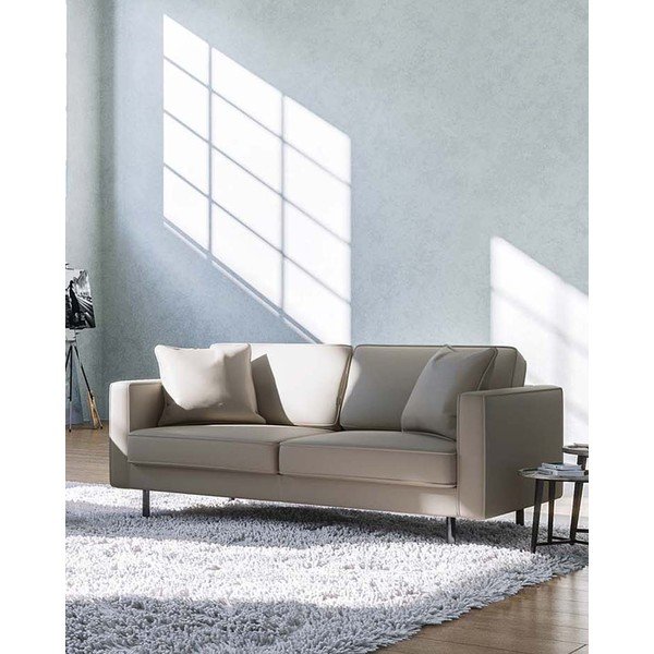 Divano in pelle marrone chiaro 207 cm Kobo - MESONICA-image-1