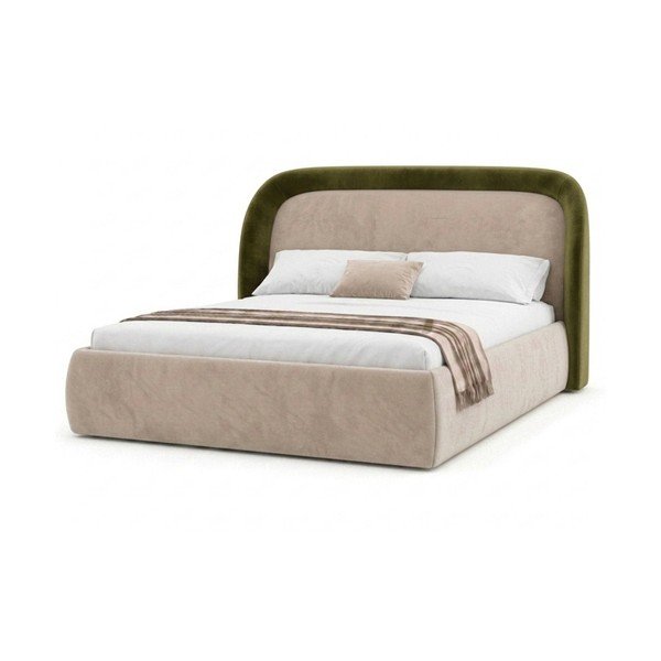 Letto matrimoniale imbottito verde con contenitore con rete inclusa 160x200 cm Sam – Bobochic Paris