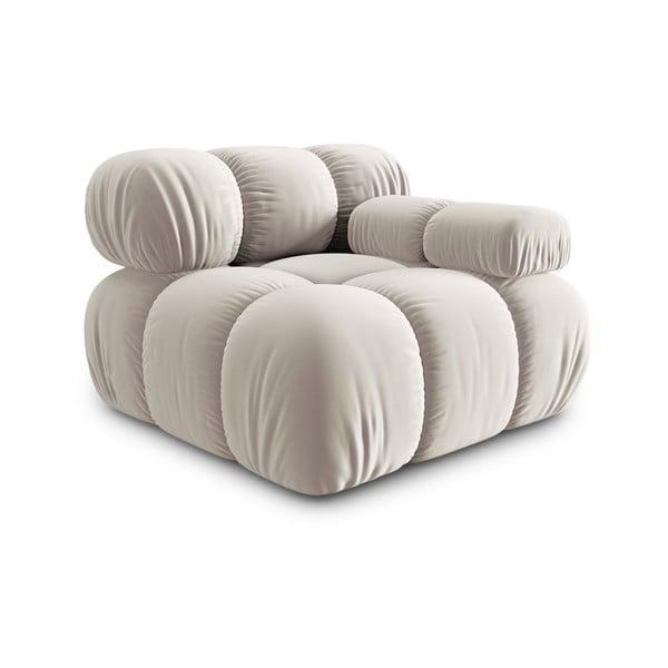 Parte divano componibile beige (con penisola a destra) con rivestimento in velluto Bellis – Micadoni -image-3