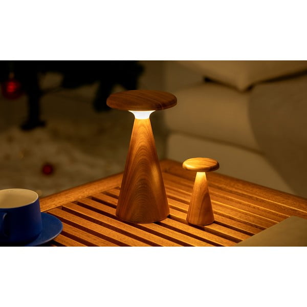 Lampada da tavolo LED di colore naturale con paralume in legno (altezza totale 14 cm) Sylva – Gingko-image-4