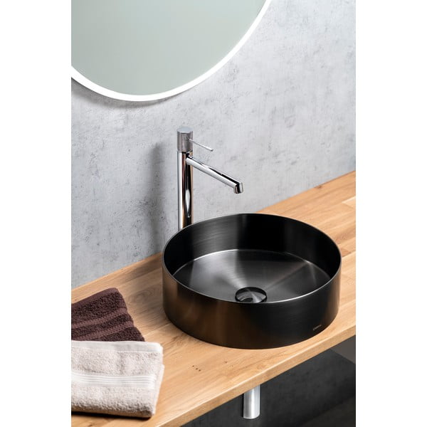 Rubinetto per lavandino in argento lucido verticale Solaris – Sapho-image-1